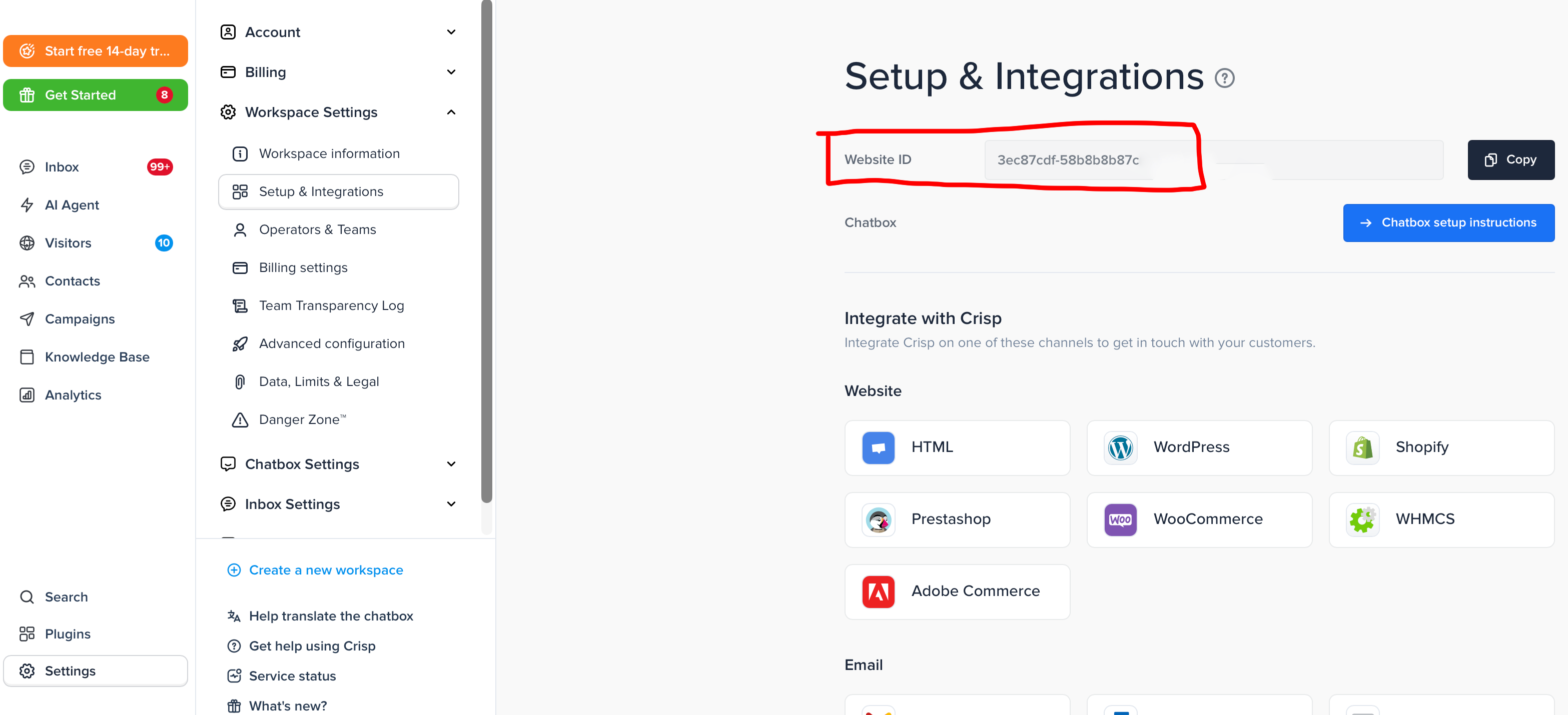Crisp Website ID