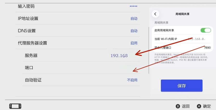 Switch 填入代理地址和端口